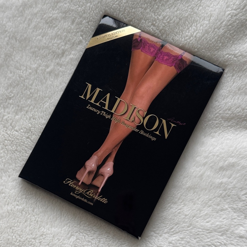 HONEY BIRDETTE Madison Luxury Thigh High Suspender Stockings in Amethyst